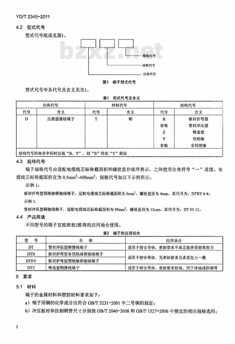 YD/T 2345-2011 通信用电源线端子
