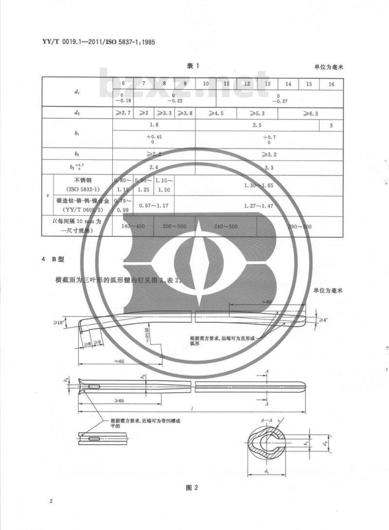 YY/T 0019.1-2011/ISO 5837-1: 1985 外科植入物髓内钉系统 第1部分:横截面为三叶形或V形髓内钉