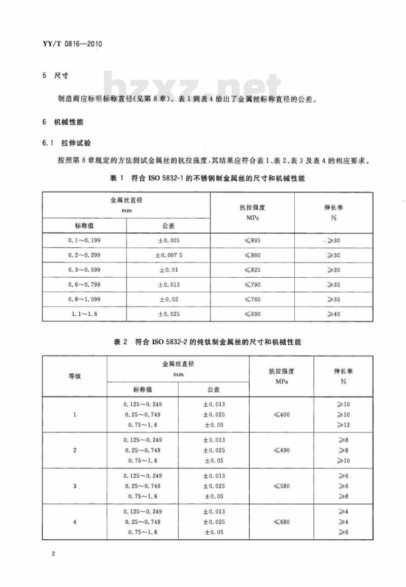 YY/T 0816-2010 外科植入物缝合及其他外科用柔性金属丝