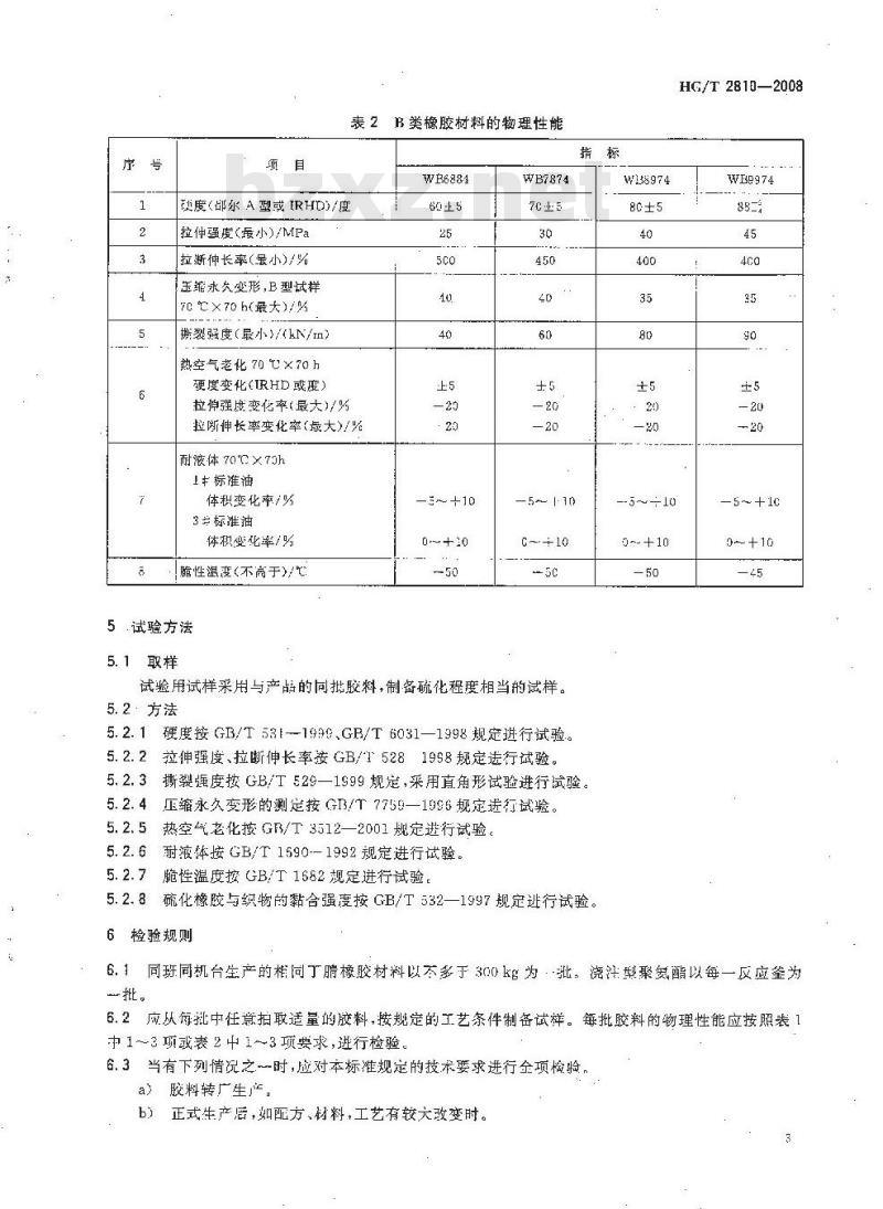 HG/T 2810-2008 往复运动橡胶密封圈材料
