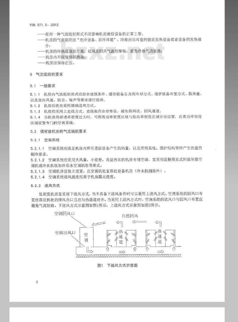YDB 071.5-2012 通信电源及机房环境节能技术指南 第5部分:气流组织