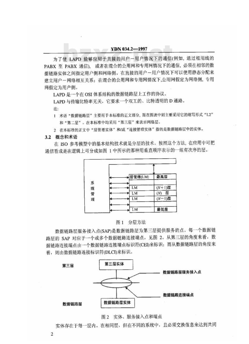YDN 034.2-1997 ISDN 用户 一 网络接口规范 第2部分:数据链路层技术规范