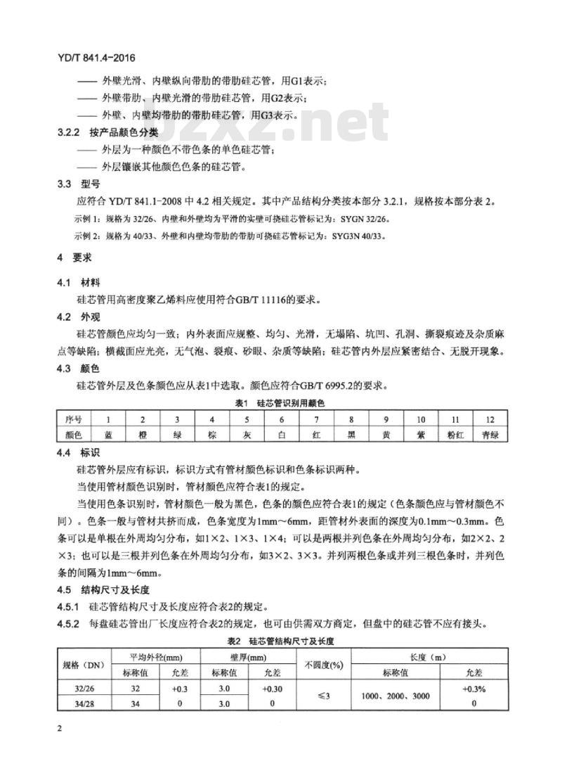 YD/T 841.4-2016 地下通信管道用塑料管 第4部分:硅芯管