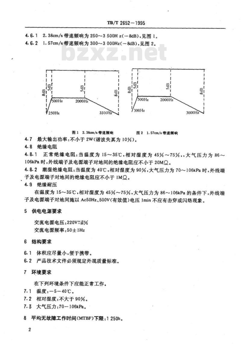TB/T 2652-1995 铁路运输通讯盒式磁带语音记录仪重放机技术条件