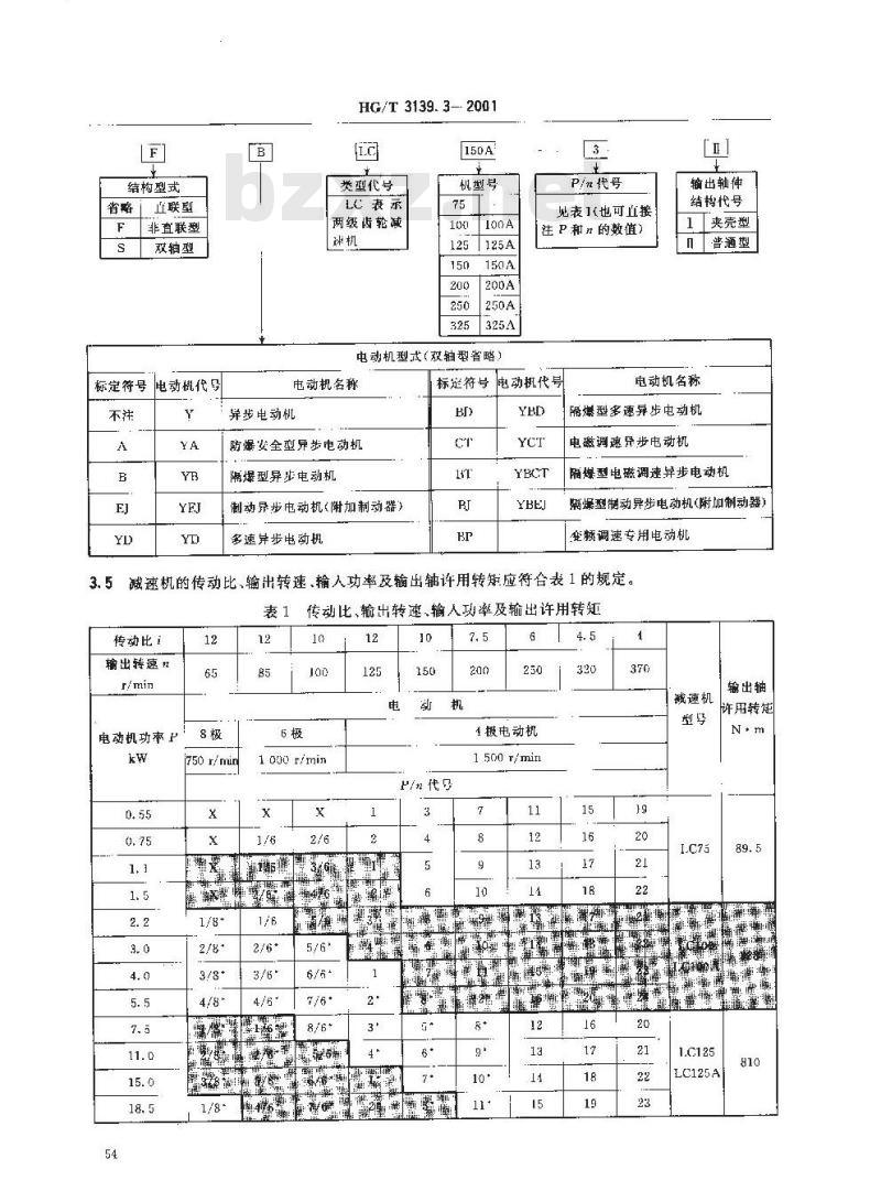 HG/T 3139.3-2001 釜用立式减速机 LC 系列圆柱齿轮减速机
