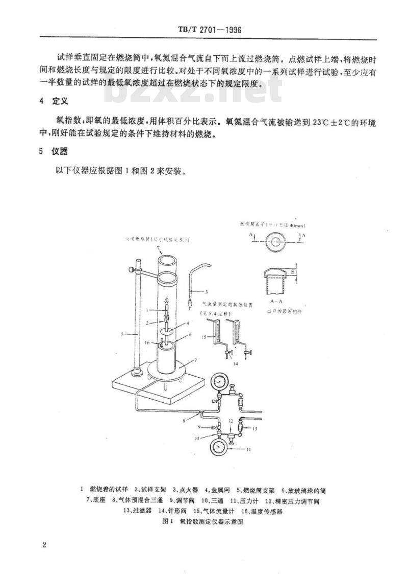 TB/T 2701-1996 塑料燃烧氧指数的确定