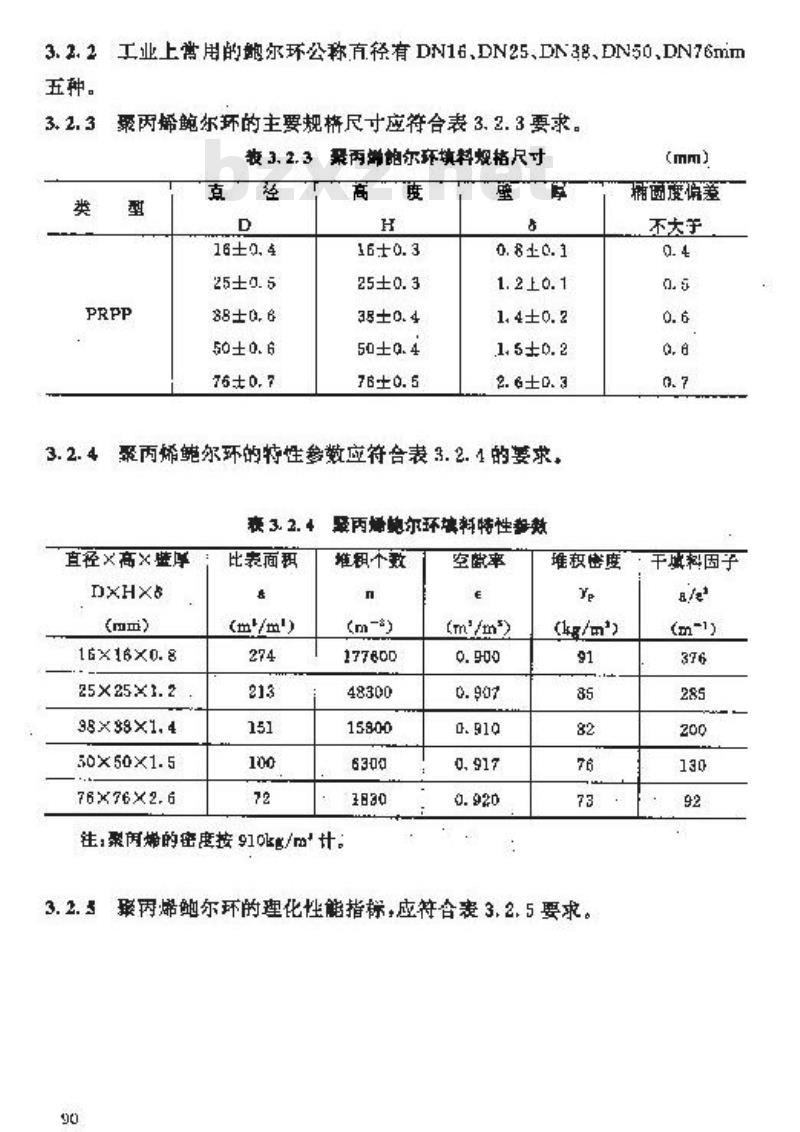 HG/T 21556.3-1995 聚丙烯鲍尔环填料