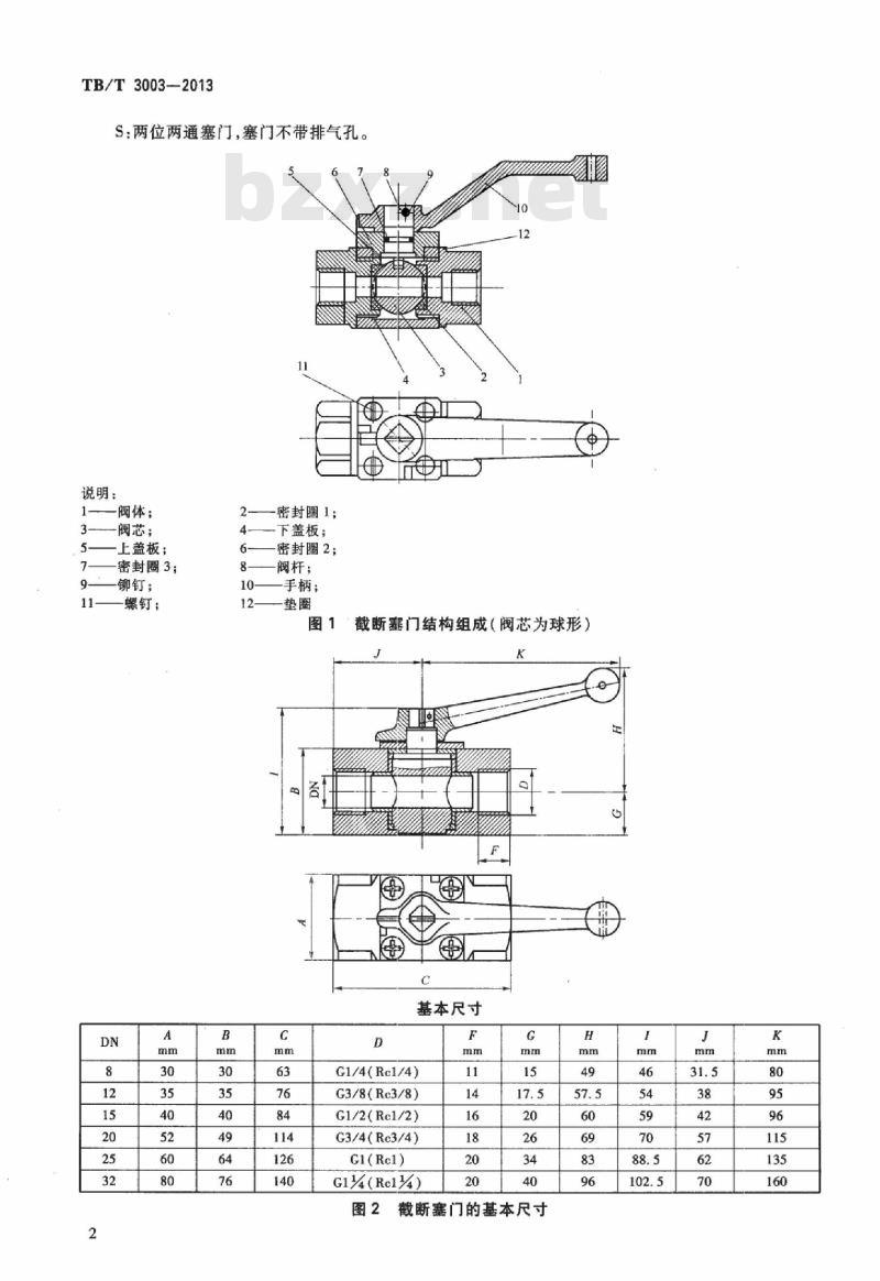 TB/T 3003-2013 机车车辆用截断塞门