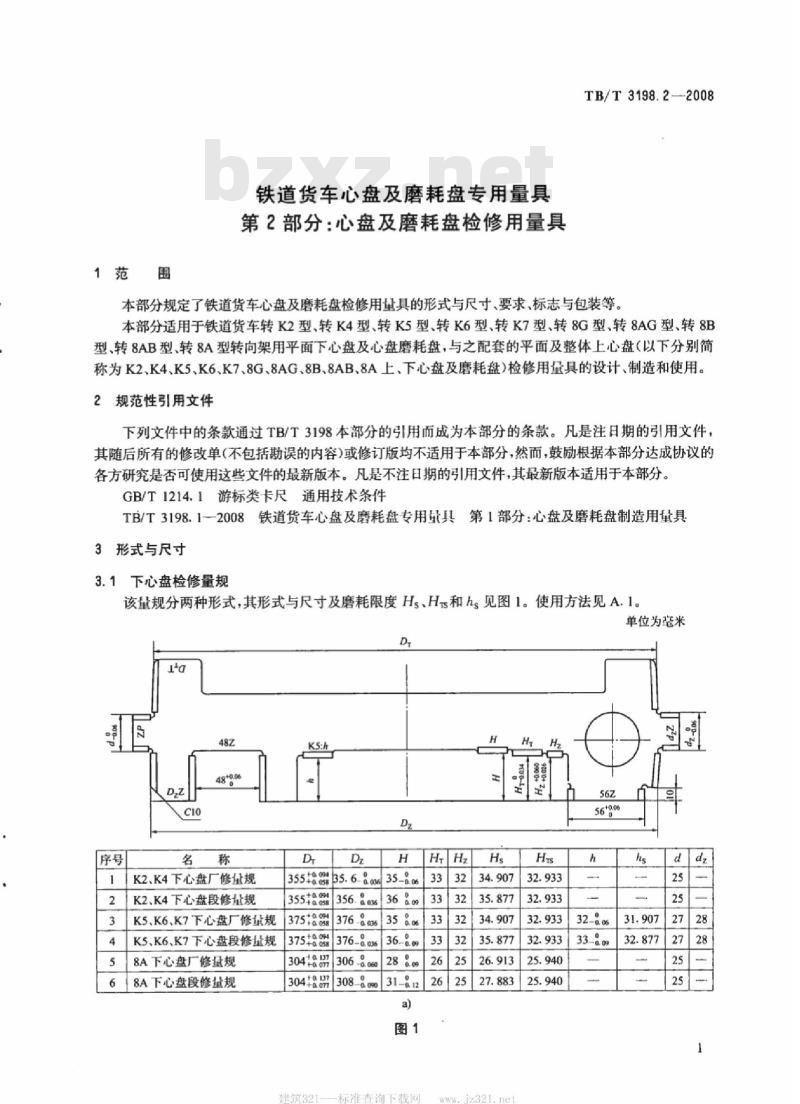 TB/T 3198.2-2008 铁道货车心盘及磨耗盘专用量具第2部分:心盘及磨耗盘检修用量具