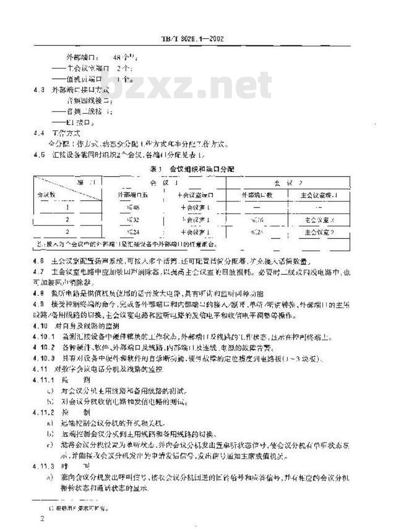 TB/T 3026.1-2002 数字会议电话汇接设备技术要求和试验方法