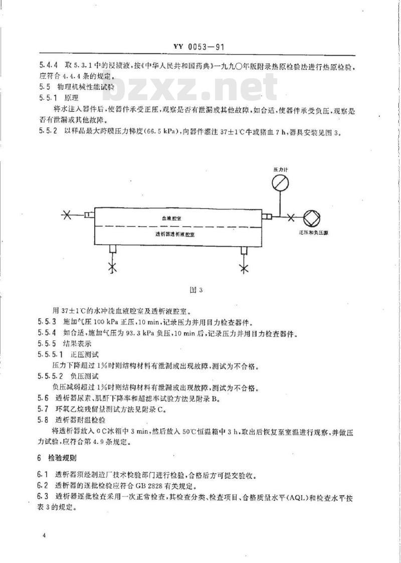 YY 0053-1991 空心纤维透析器