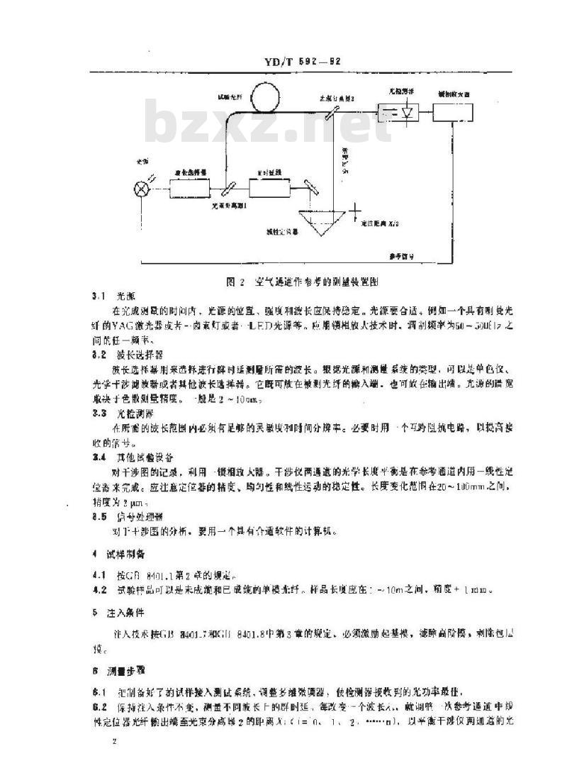YD/T 592-1992 单模光纤波长色散测试方法干涉法