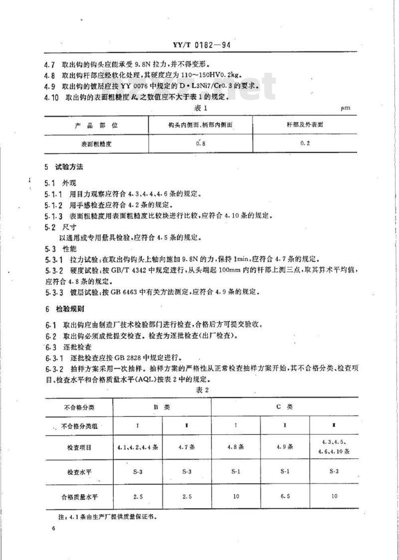 YY/T 0182-1994 宫内节育器取出钩