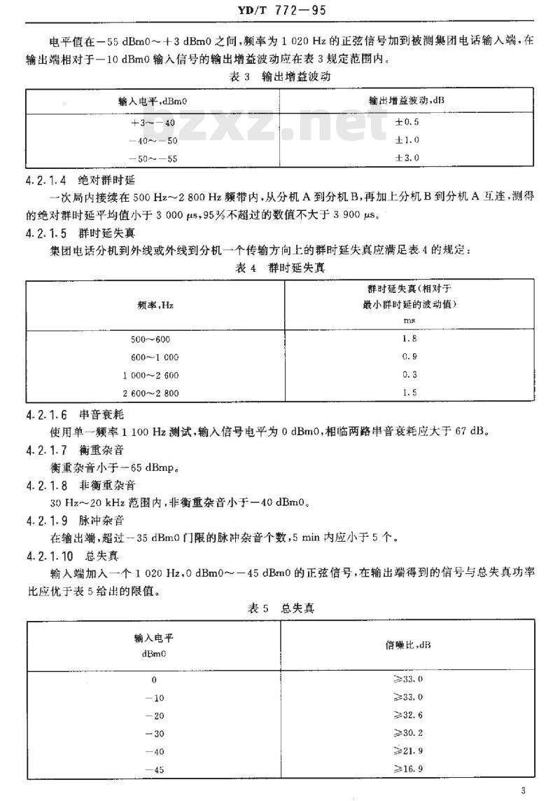 YD/T 772-1995 集团电话进网技术要求和检测方法