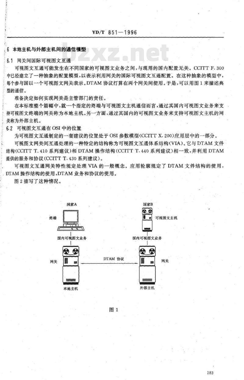 YD/T 851-1996 可视图文互通的网关特性
