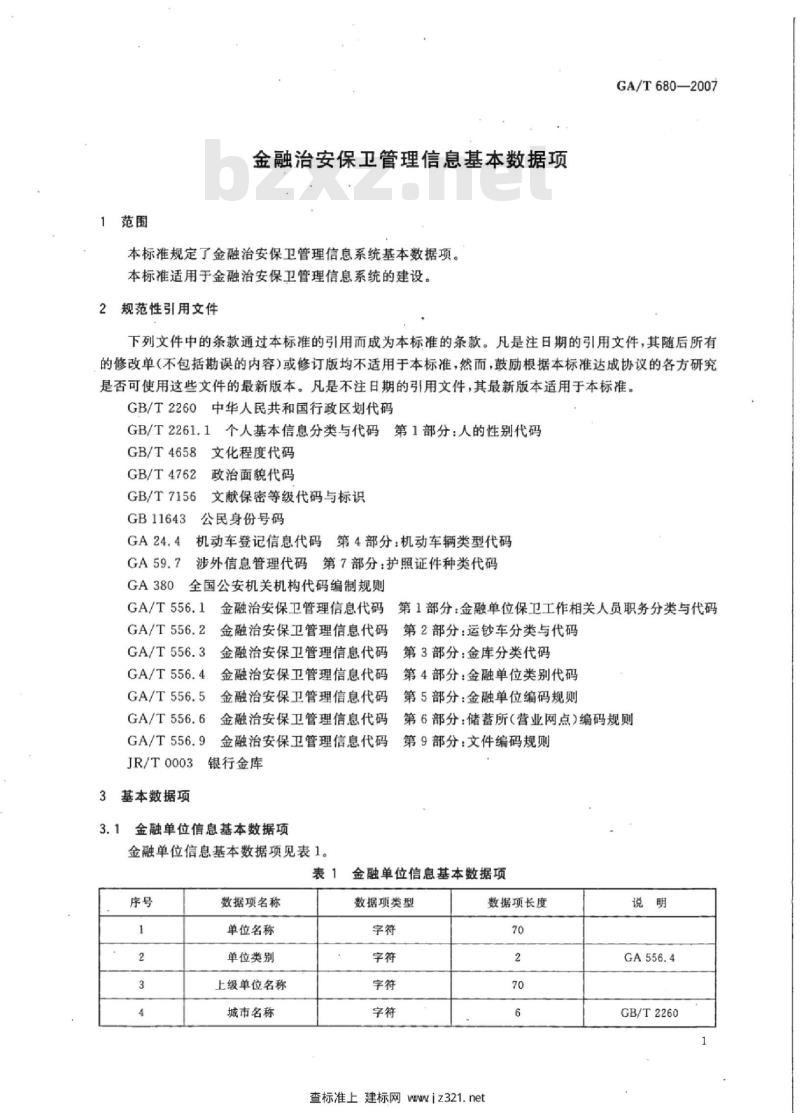 GA/T 680-2007 金融治安保卫管理信息基本数据项