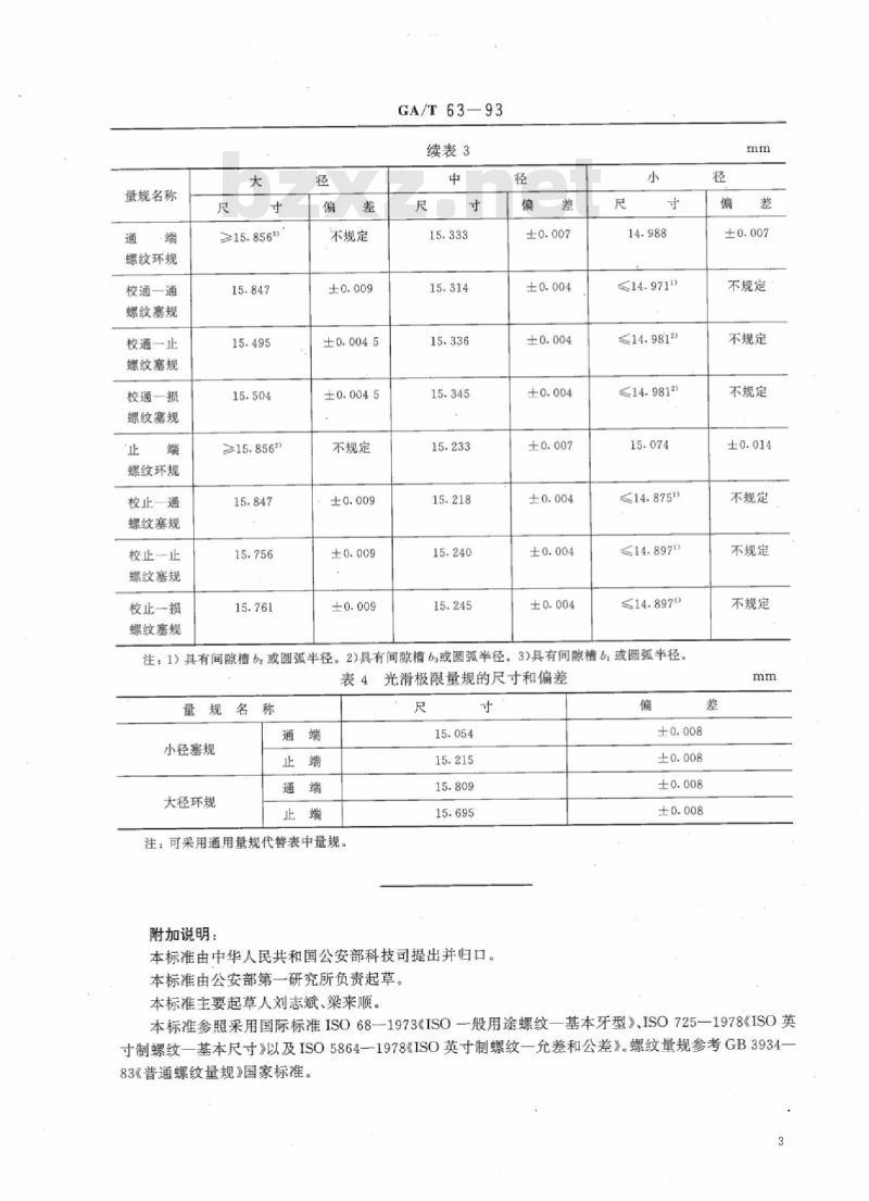GA/T 63-93 警用摄像机与镜头D型连接螺纹&nbsp;