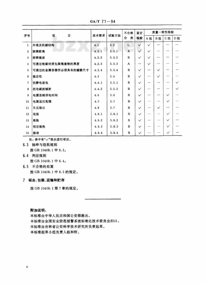 GA/T 71-94 机械钟控定时引爆装置探测器