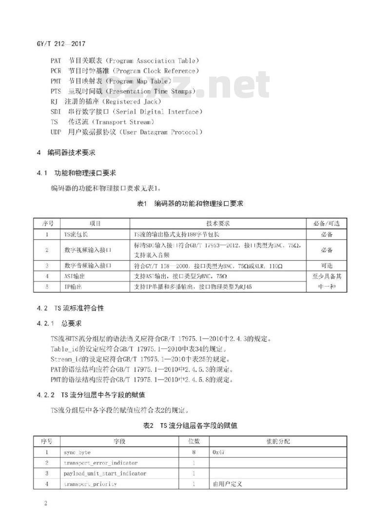 GY/T 212-2017 MPEG-2标清编码器、解码器技术要求和测量方法