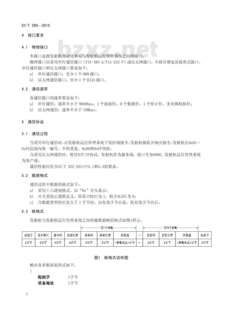 GY/T 290-2015 广播电视发射机数据通信接口规范