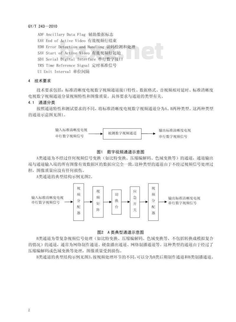 GY/T 243-2010 标准清晰度电视数字视频通道技术要求和测量方法