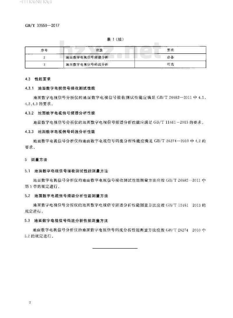 GB/T 33559-2017 地面数字电视信号分析仪技术要求和测量方法