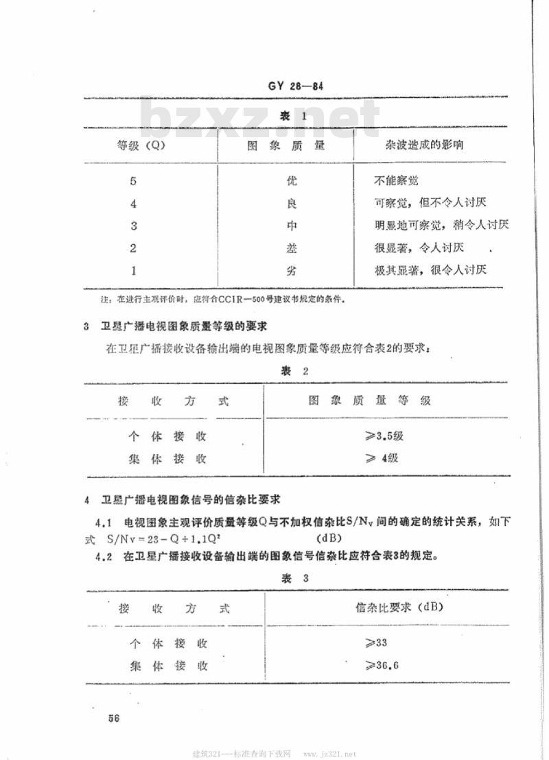 GY 28-1984 卫星广播图象质量要求