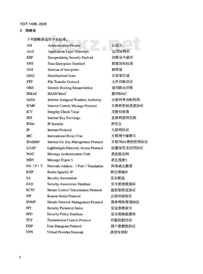 YD/T 1468-2006 IP 安全协议(IPSec)穿越网络地址翻译(NAT)技术要求