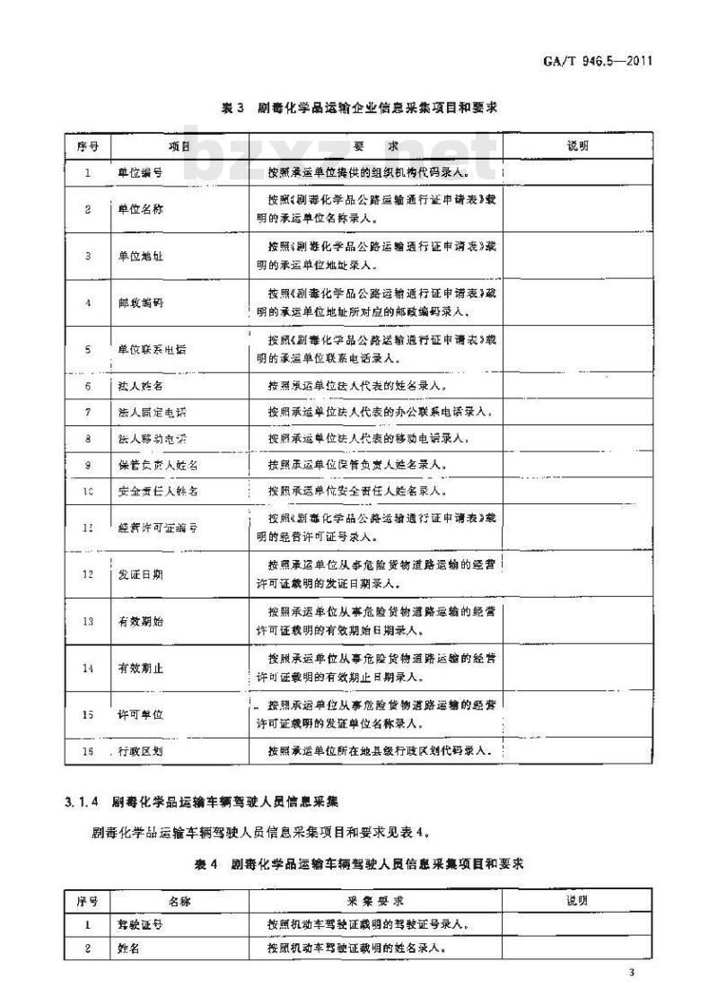 GA/T 946.5-2011 道路交通管理信息采集规范第5部分:剧毒化学品公路运输信息采集