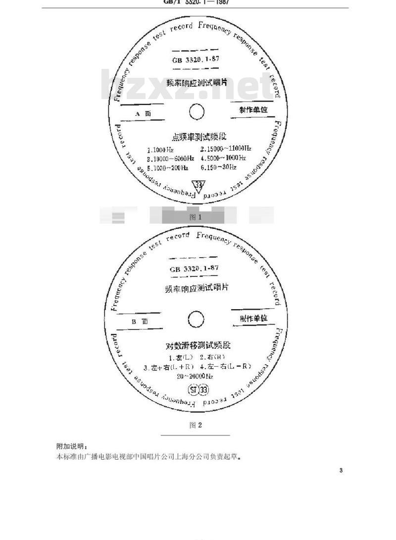 GB/T 3320. 1-1987 频率响应测试唱片