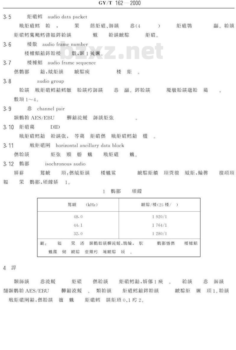 GY/T 162 -2000 高清晰度电视串行接口中作为附属数据信号的24比特数字音频格式
