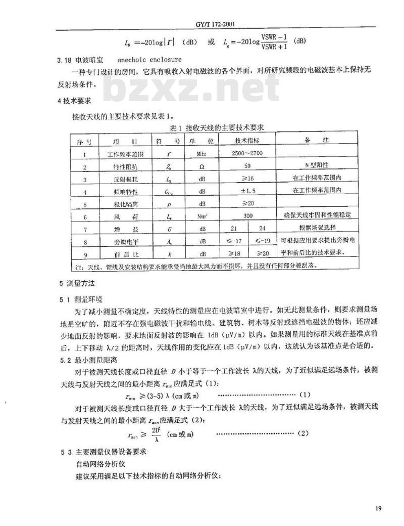 GY/T 172-2001 多路微波分配系统(MMDS)接收天线技术要求和测量方法