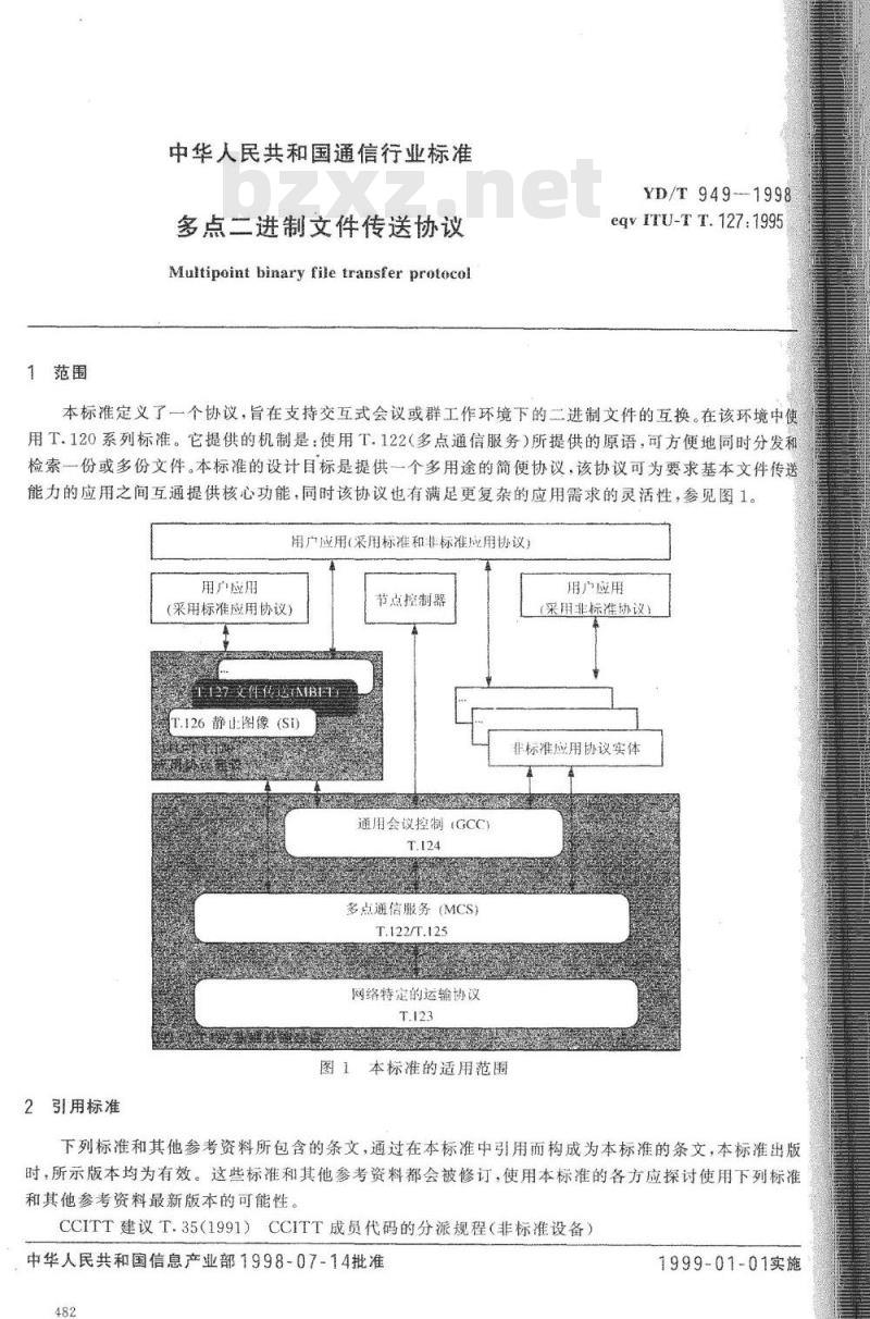 YD/T 949-1998 多点二进制文件传送协议