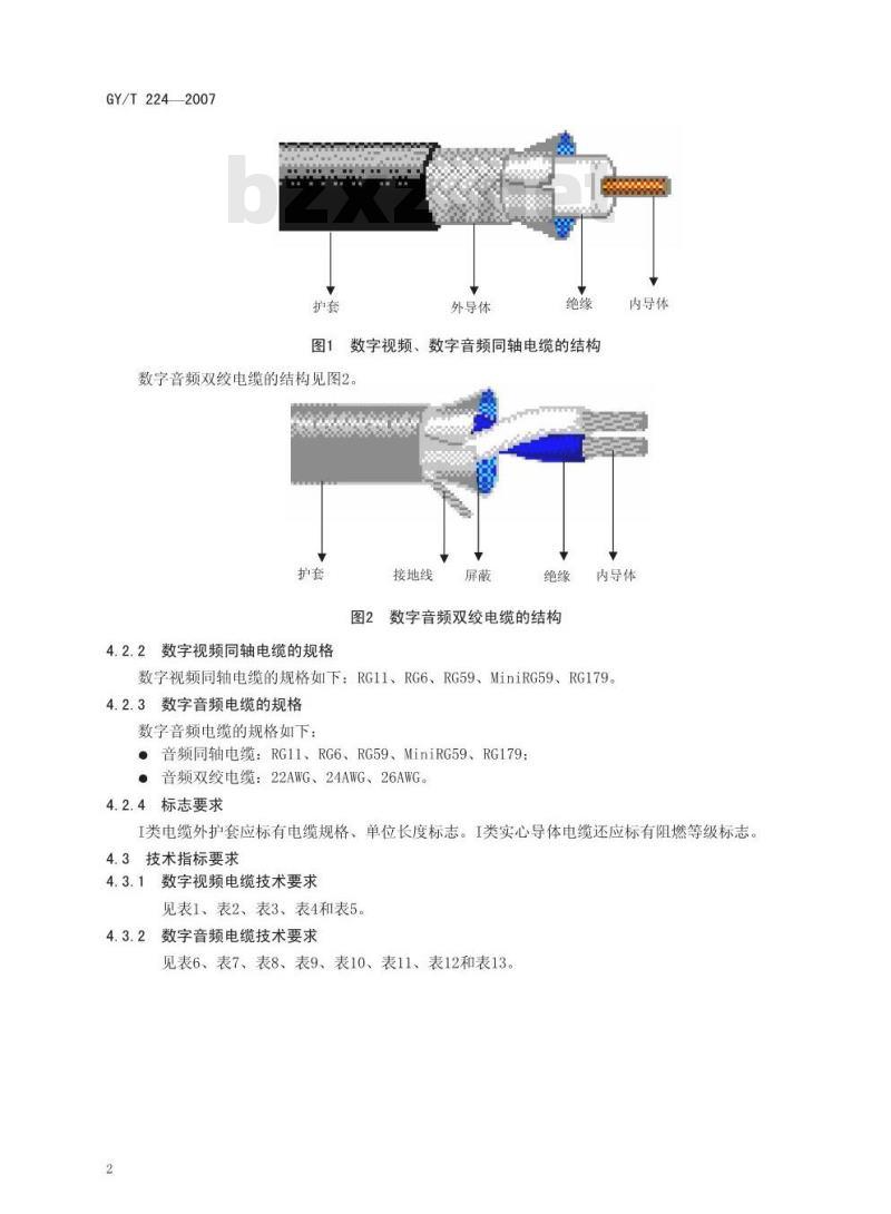 GY/T 224-2007 数字视频、数字音频电缆技术要求和测量方法