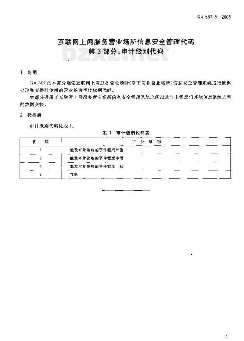 GA 557.3-2005 互联网上网服务营业场所信息安全管理代码第3部分:审计级别代码