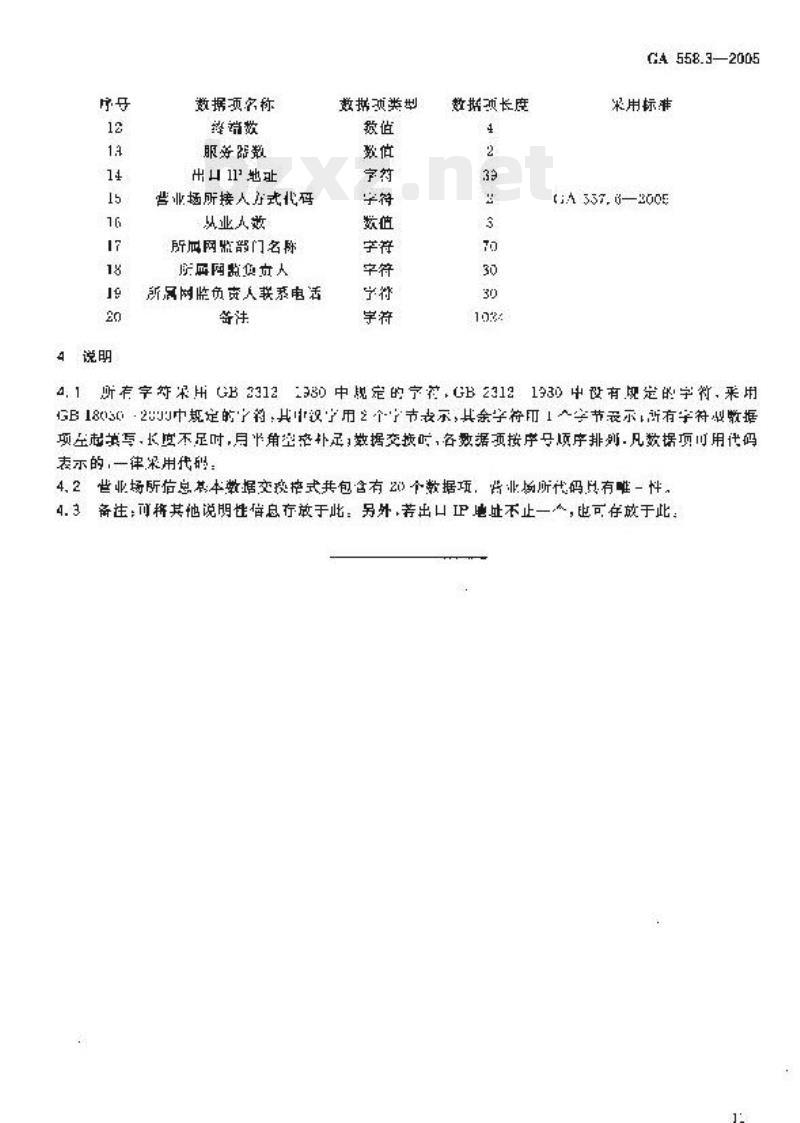 GA 558.3-2005 互联网上网服务营业场所信息安全管理系统数据交换格式第3部分:营业场所信息基本数据交换格式
