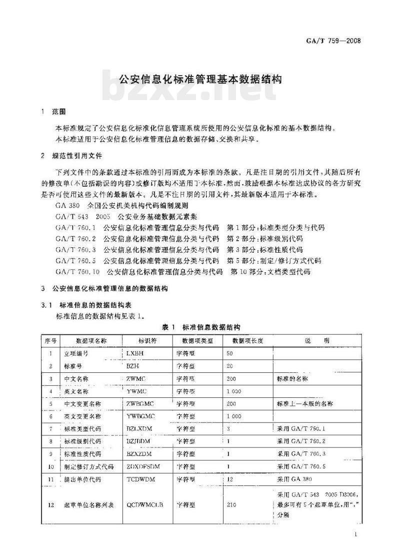 GA/T 759-2008 公安信息化标准管理基本数据结构
