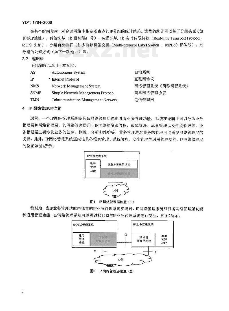 YD/T 1764-2008 IP 网络管理层功能要求