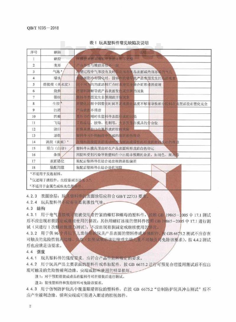 QB/T 1095-2018 玩具塑料件通用技术条件