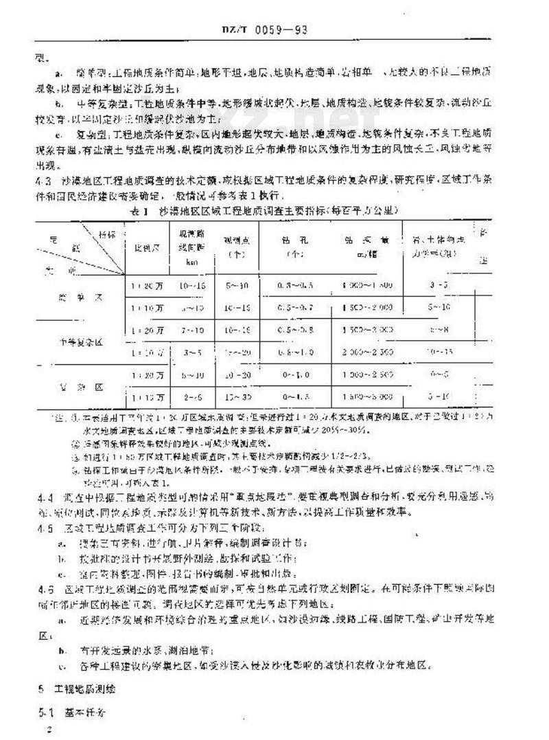 DZ/T 0059-1993 沙漠地区工程地质调查技术要求(比例尺1:10万~1:50万)