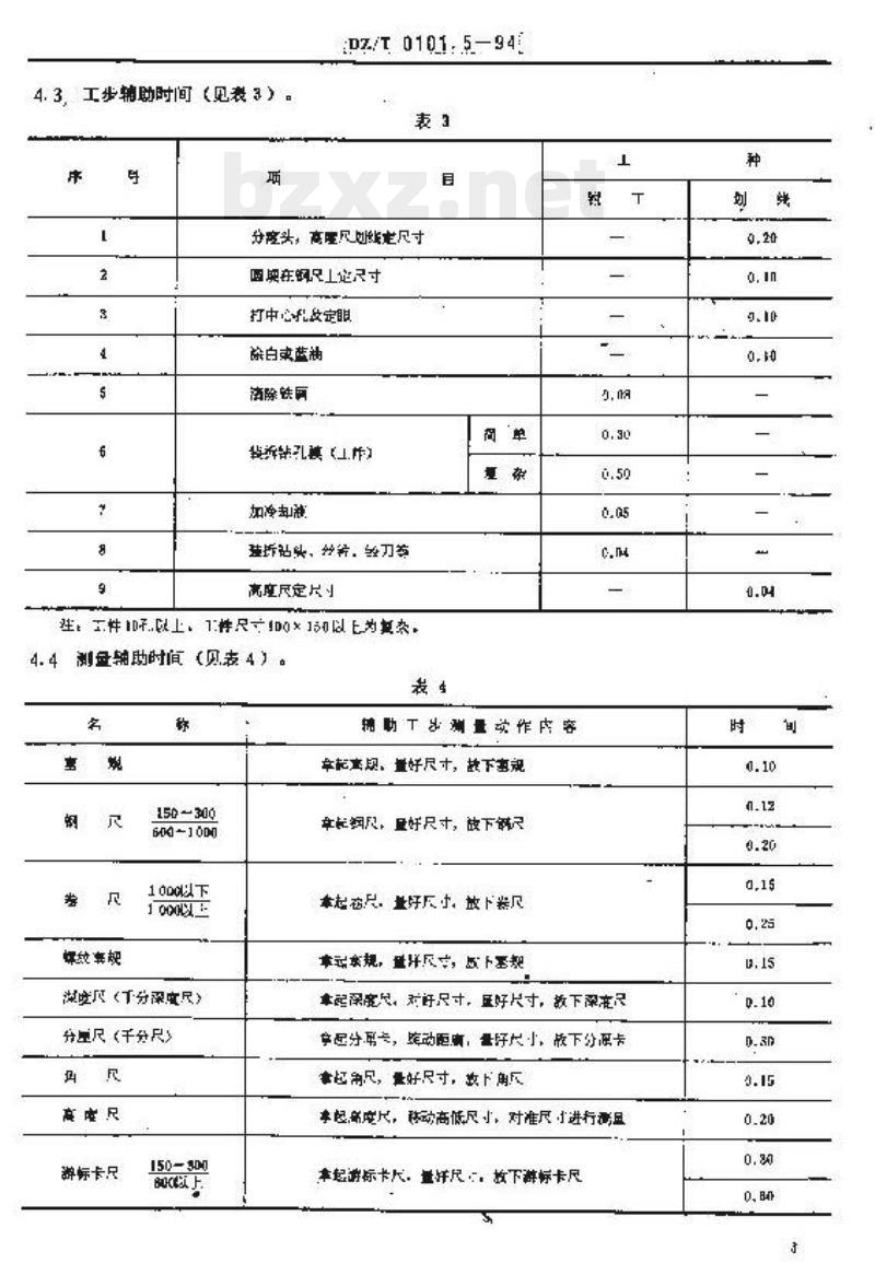 DZ/T 0101.5-1994 地质仪器仪表制造时间定额钳工