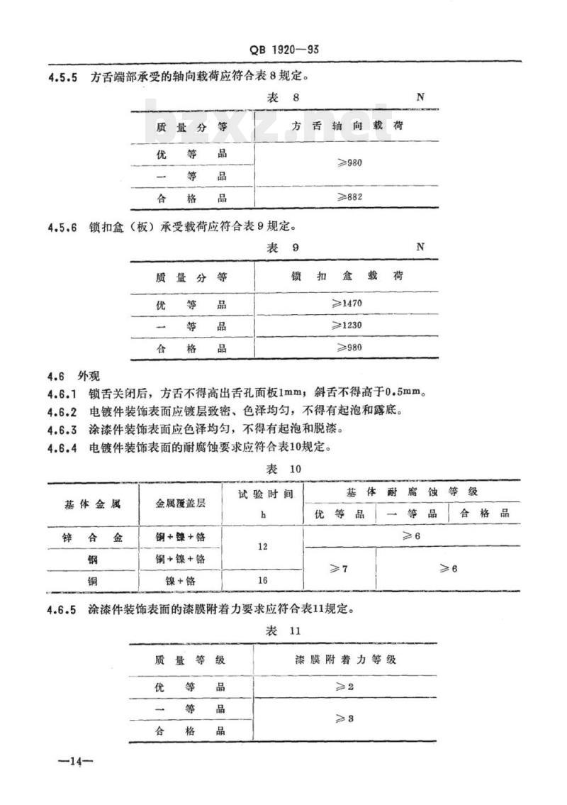 QB 1920-1993 磁性卡片门锁技术条件