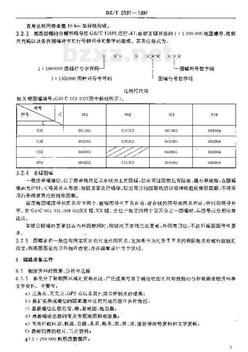 DZ/T 0191-1997 1:250000 地质图地理底图编绘规范