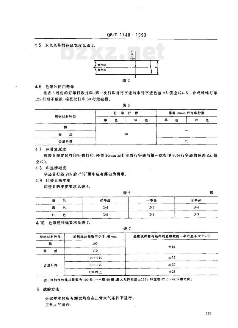 QB/T 1748 -1993 织物打印色带