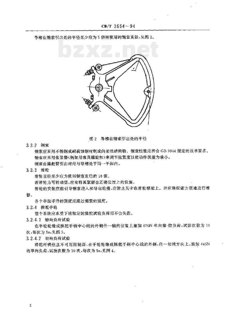 CB/T 3654-94 游艇操舵装置钢索滑轮系统