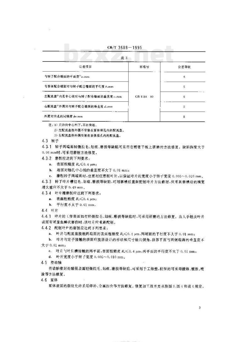 CB/T 3689-1995 船用叶片泵修理技术要求.