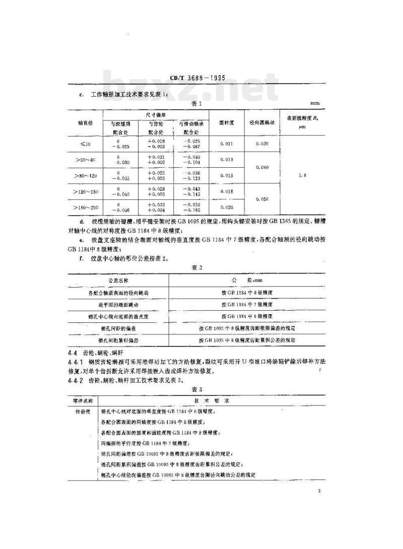CB/T 3688-1995 船用起锚机和起锚绞盘修理技术要求