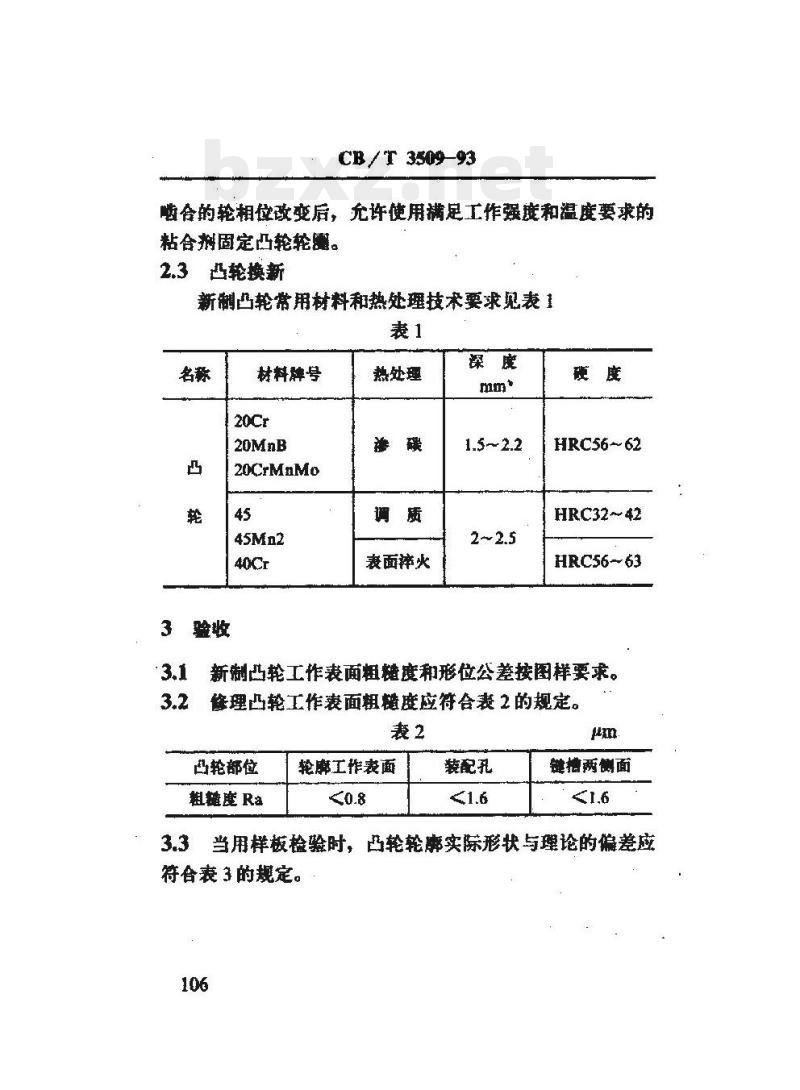 CB/T 3509-93 船用柴油机凸轮修理技术要求