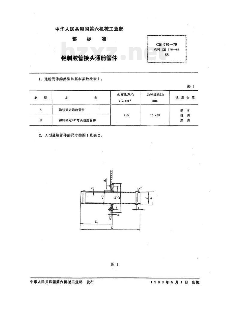 CB 570-79 铝制胶管接头通舱管件