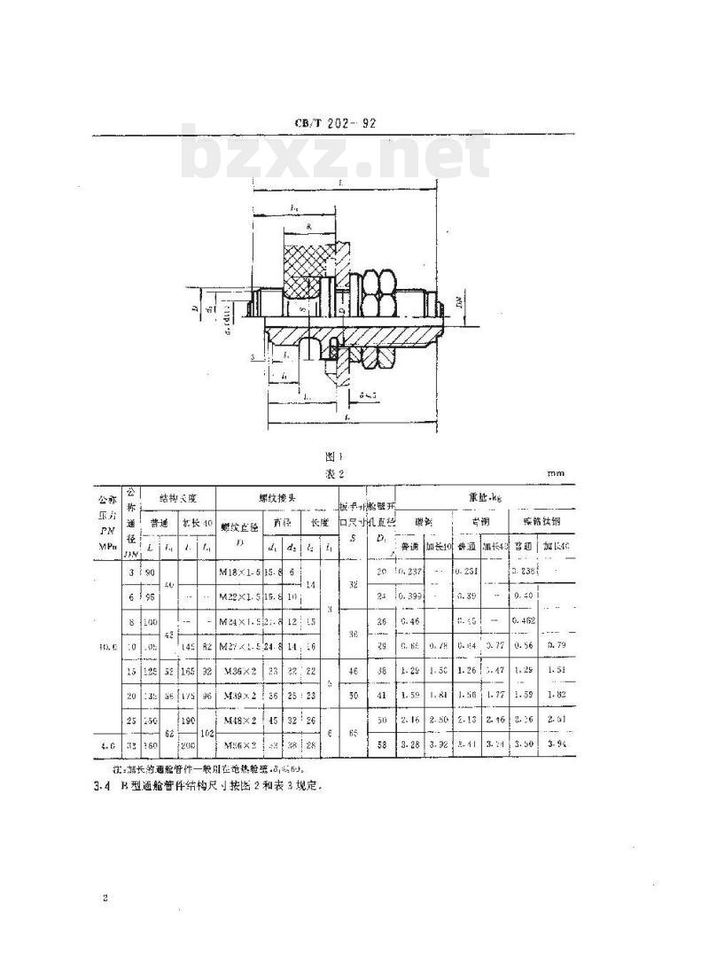 CB/T 202-92 螺纹接头通舱管件